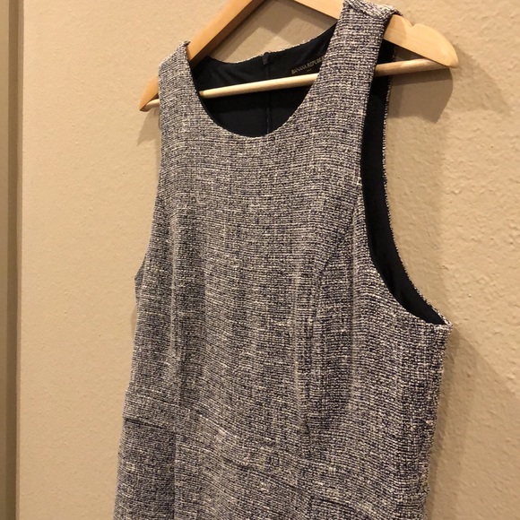 BANANA REPUBLIC FACTORY blue & white, tweed, short sleeve, zipper back dress - Picture 2 of 9